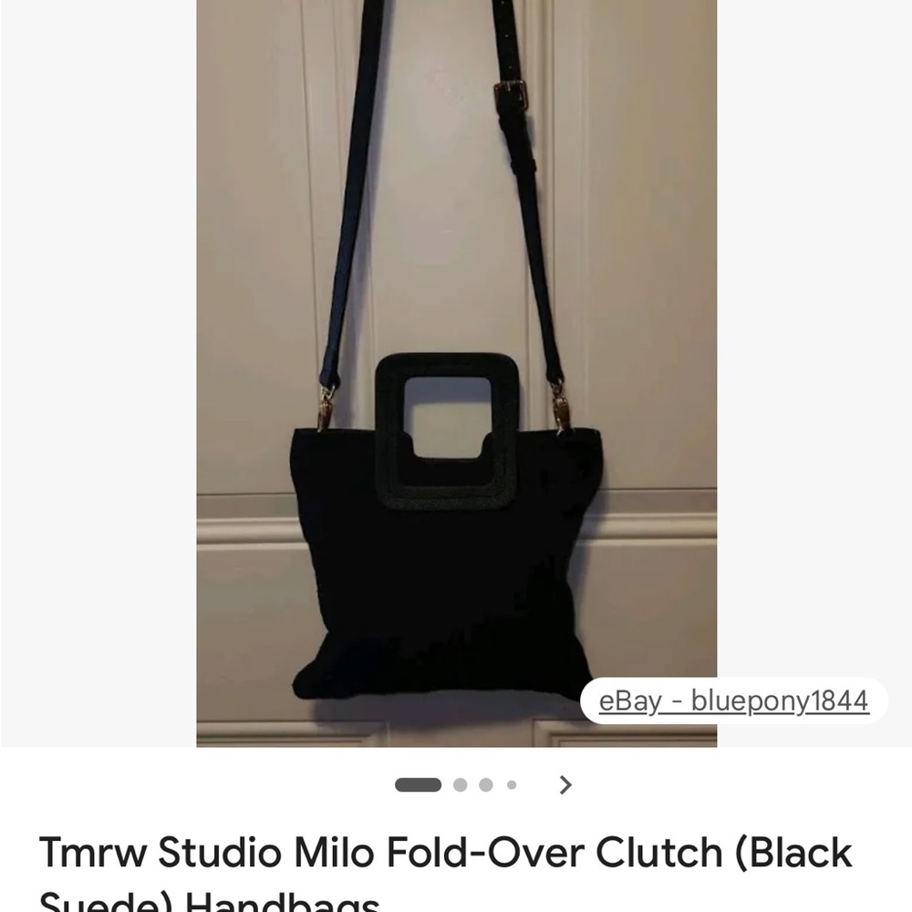 Black Suede Fold-Over Clutch
